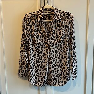 Ann Taylor Black and Tan Animal Print Blouse